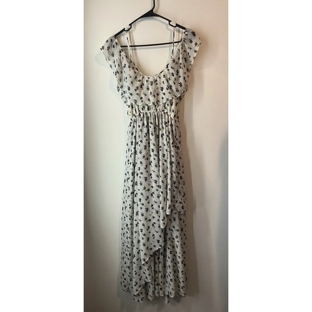 Abercrombie & Fitch Floral Faux Wrap Maxi‎ Dress White Blue Size Small